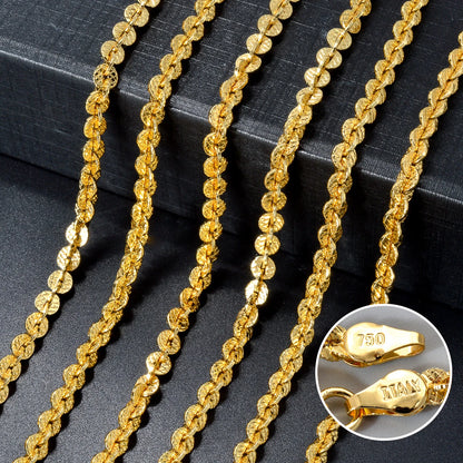 ZEA Dear Width 4mm Italian 750 Luxury Men 18k Gold Plated Dubai Link necklace Women Simple jewelry birthday gift