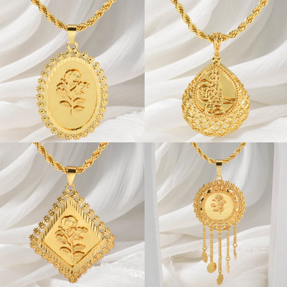 Dubai 18k Gold-plated Pendant Necklace Copper-gold Rose Necklace Geometric Accessory Chain Jewelry Men's Women's Daily Wear