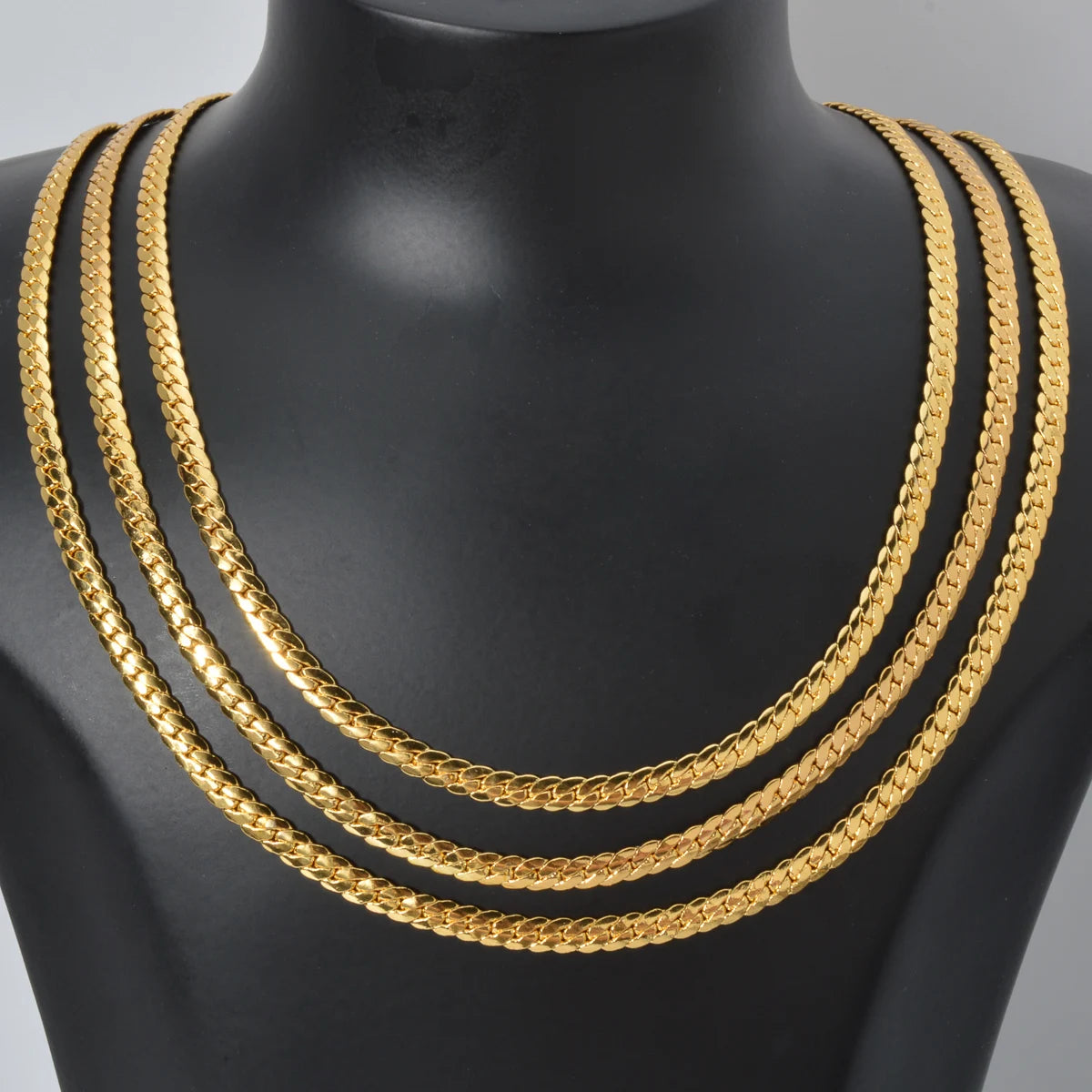 4mm Wide Dubai Chain Necklace For Men Women Copper Cuban Twist Necklace 18K Gold Plated Hiphop Punk DIY Accessaries Party Gift