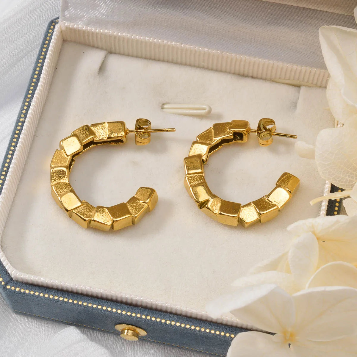 ZEADear Cuban Earrings Unique Accessories Gold Color Jewelry C Shape Earring Stainless Steel Ornaments Birthday Gift