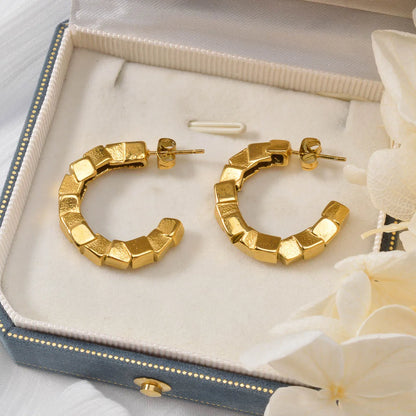 ZEADear Cuban Earrings Unique Accessories Gold Color Jewelry C Shape Earring Stainless Steel Ornaments Birthday Gift