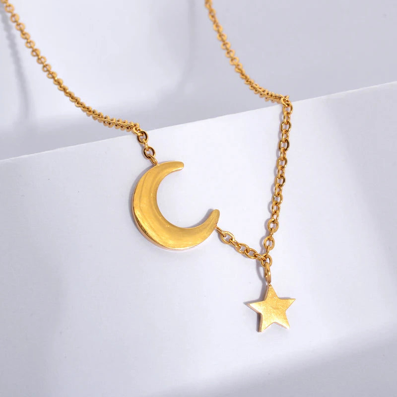 ZEADear Jewelry Charms Necklace Star Moon Pendants Aesthetic Clavicle Chain Necklace Female Simple Jewellery Accessories Gift