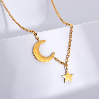 ZEADear Jewelry Charms Necklace Star Moon Pendants Aesthetic Clavicle Chain Necklace Female Simple Jewellery Accessories Gift