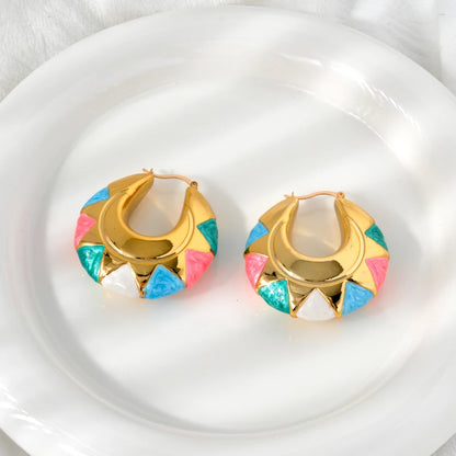 ZEA Dear  Fashion Luxury jewelry enamel hoop earrings Copper 18K Gold plated Dubai African Women's Party wedding
