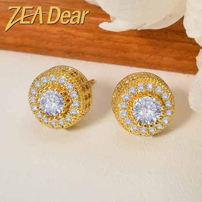 ZEADear Zircon Earrings Shiny Accessories Round Earring Light Luxury Elegant Women Jewelry Classic Ornaments Engagement