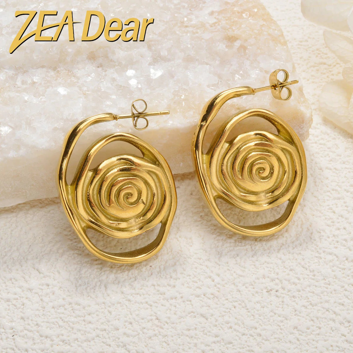 ZEADear Showy Earrings 2024 New Jewelry Sets Gold Color Ornaments Daily Wear Party Stainless Steel Earring Women Female