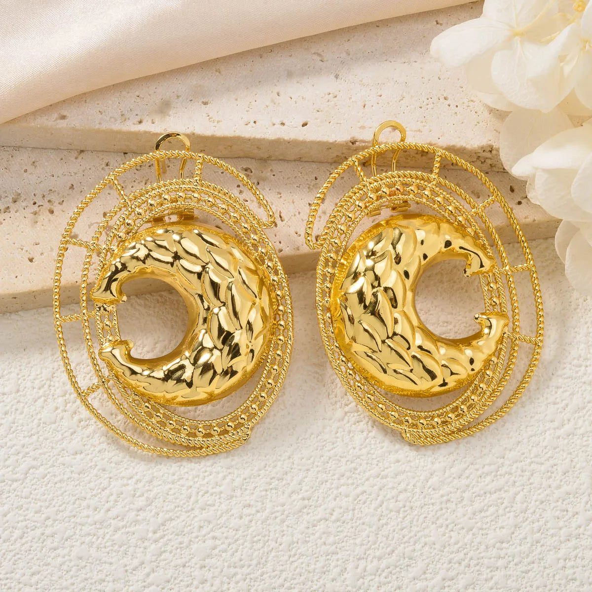 Moon Earrings Female Romantic Valentine's Day Gift Luxury Eardrop Turkey 14K Gold Plated Charm New Style Copper Accessories