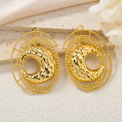 Moon Earrings Female Romantic Valentine's Day Gift Luxury Eardrop Turkey 14K Gold Plated Charm New Style Copper Accessories