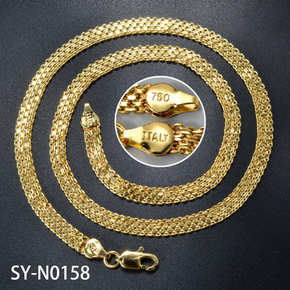 ZEA Dear Simple Hip Hop Necklace 6mm Italian 750 Luxury 18k Gold Plated Metal Large Chain Jewelry for Men Women Birthday Gift