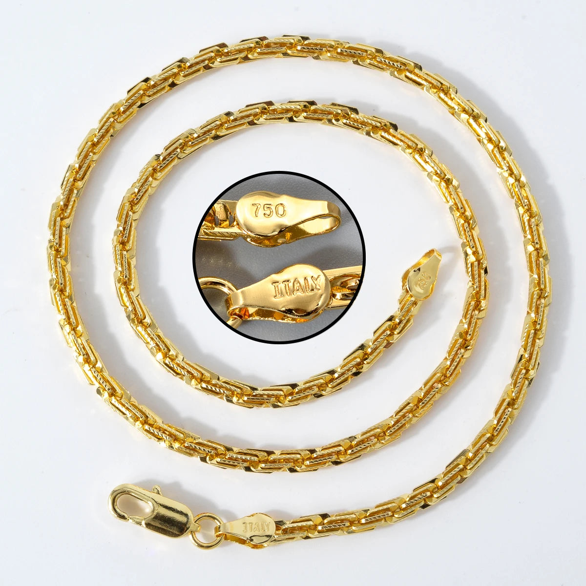 ZEADear Width 4mm Italian 750 Luxury 18k gold Plated textured Dubai Necklace DIY simple jewelry men women party