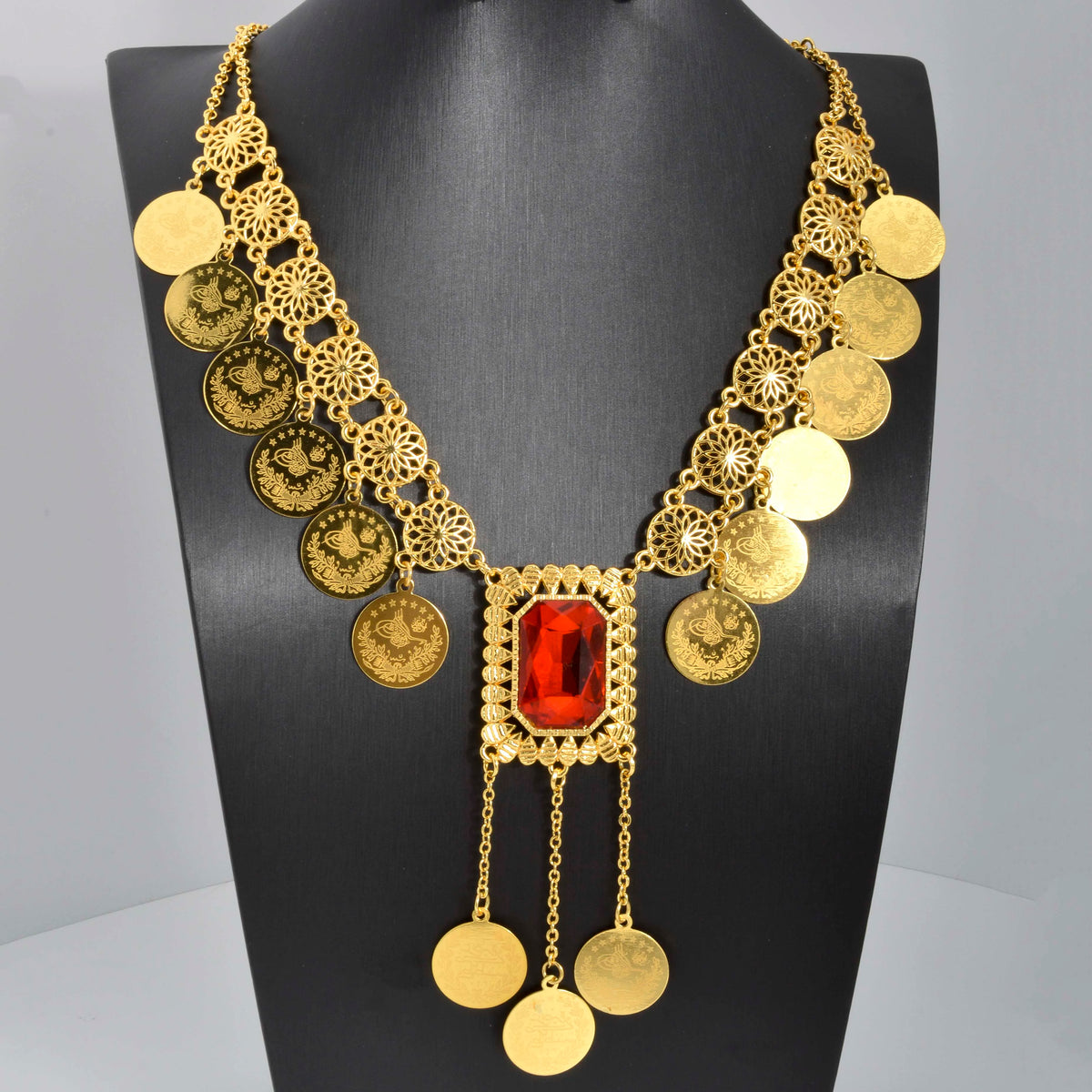 Zeadear Indian Necklace For Women Long Necklace Tassel Round Turkish Coin Pendant Neck Chain Ethiopia Bride Party Jewellery Gift