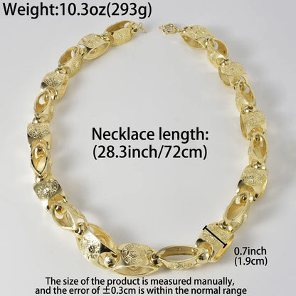 Men Heavy Gold Tone Copper Chain Necklace Oversized Link Hip Hop Street Neck Ornament For Daily Dating Club Occasion Gift