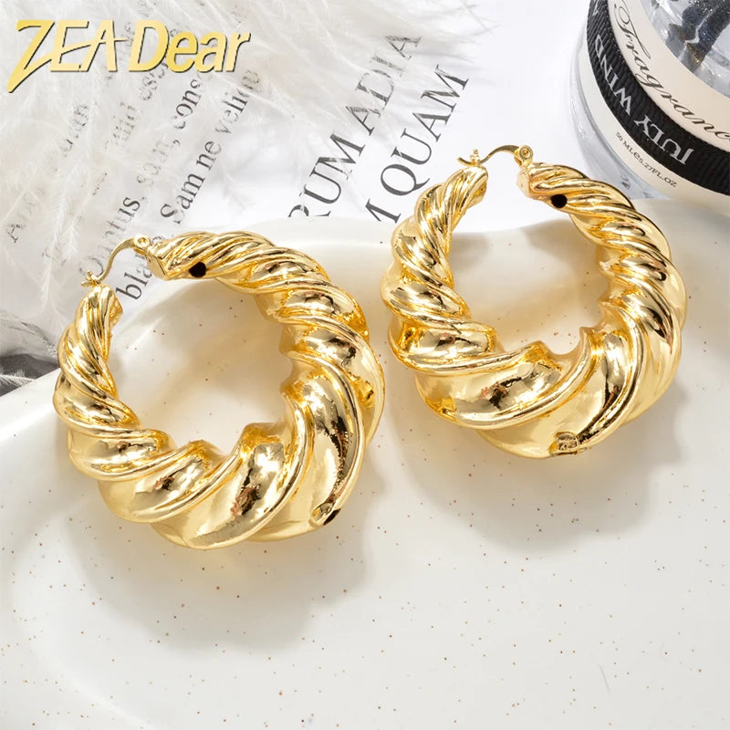 ZEADear Gold Color Geometry Large Earring For Women Italian African Wedding Party Jewelry Ear Jewellery Accessories Wholesale