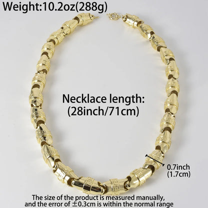 Men Heavy Gold Tone Copper Chain Necklace Oversized Link Hip Hop Street Neck Ornament For Daily Dating Club Occasion Gift