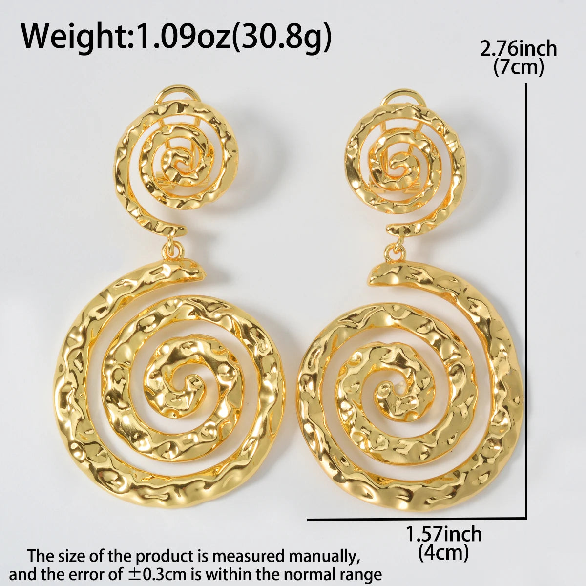18k Gold-plated Circle Spiral Hoop Earrings Art Copper Drop Earrings Heart-shaped Round Luxury Women Jewelry Accessories Gifts