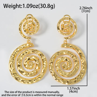 18k Gold-plated Circle Spiral Hoop Earrings Art Copper Drop Earrings Heart-shaped Round Luxury Women Jewelry Accessories Gifts