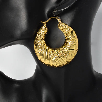 ZEA Dear Dubai Custom Jewelry Big 18k Gold Plated Hollow Chunky Statement Chunky Hoop Earrings women