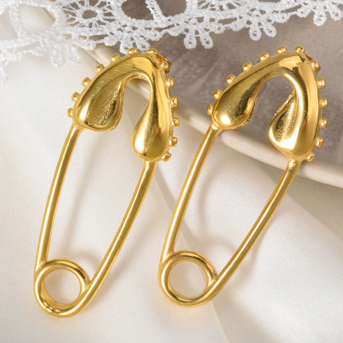 Pin Stuck 18k Gold Plated Pin Stainless Steel Earrings Pierced Earrings Jewelry Accessories Women Men For Friends Gifts
