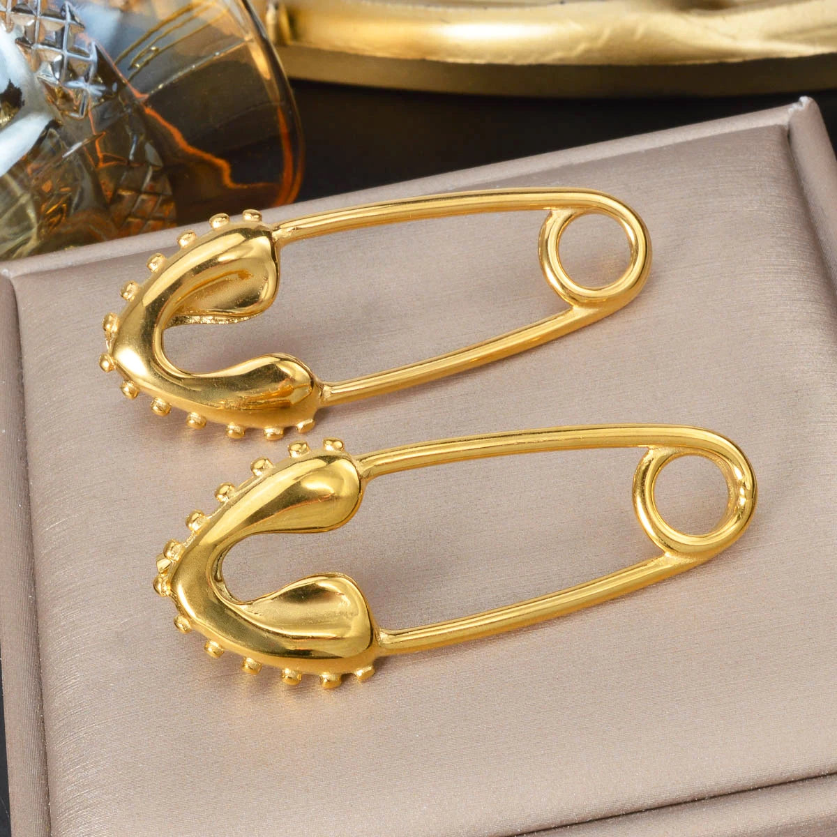 Pin Stuck 18k Gold Plated Pin Stainless Steel Earrings Pierced Earrings Jewelry Accessories Women Men For Friends Gifts