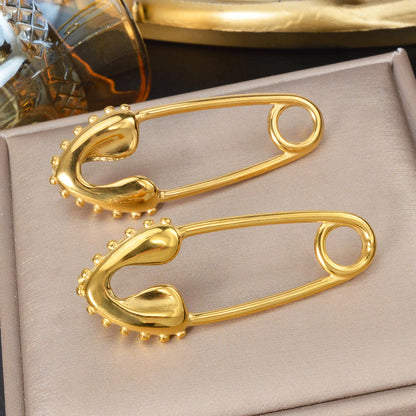 Pin Stuck 18k Gold Plated Pin Stainless Steel Earrings Pierced Earrings Jewelry Accessories Women Men For Friends Gifts
