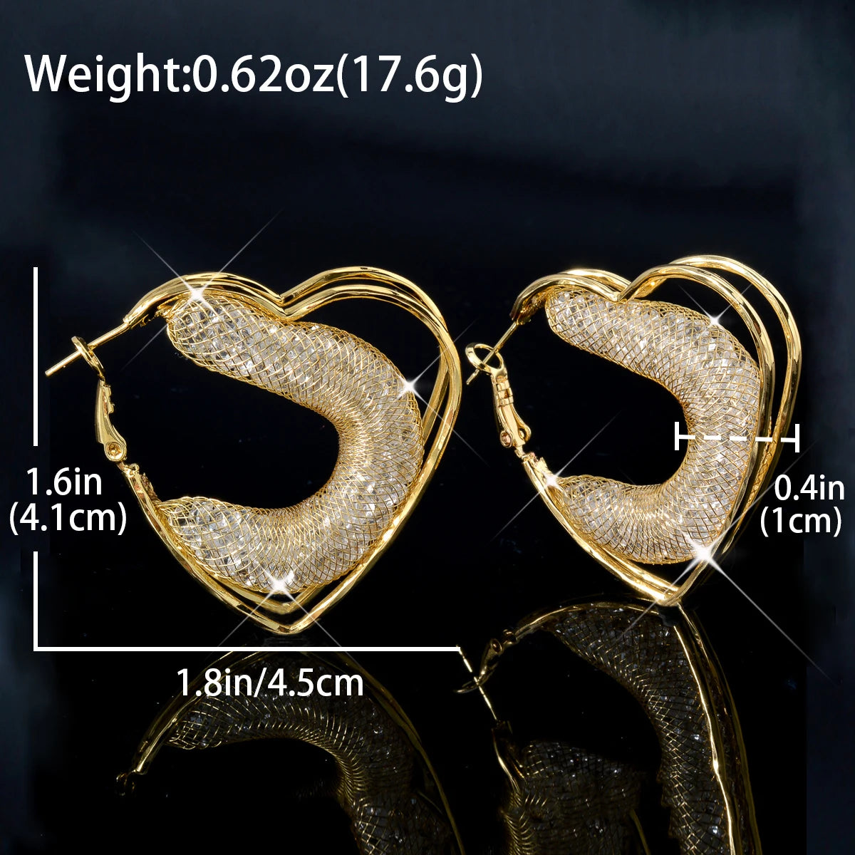 Zeadear Jewelry 1 Pairs Shiny Zircon Earrings For Women 18K Gold Plated Hanging Earring European and American Big Ear  Jewelry