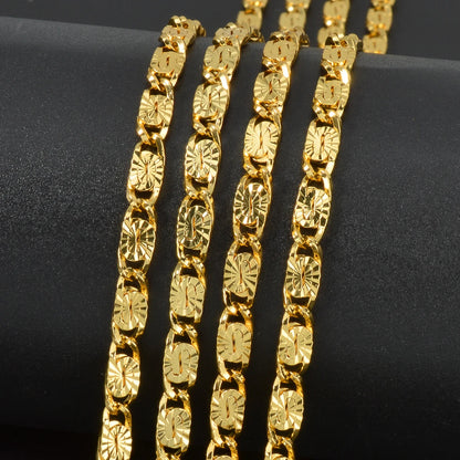 New Fashion 18 Gold Plated Copper Necklaces Special Jewelry Gifts for Family Friends 750 Classic Irregular Long Necklace Chain