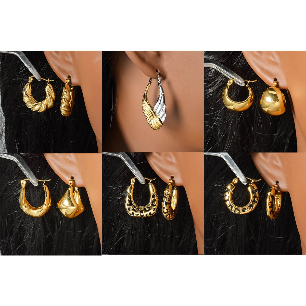 Stainless Steel hoop Earrings Women Cool fashion Jewelry Accessories Perfect Gift for Friends Earrings Wholesale