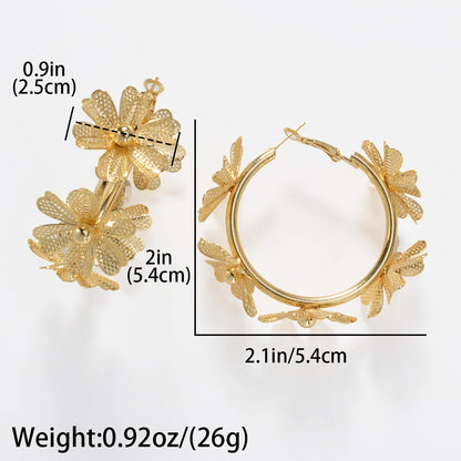 ZEADear Flower Design Jewelry Bohemia Romentic Earrings Set Bridal Wedding Luxury Gold Plated Round Hoop Earring Birthday Gift