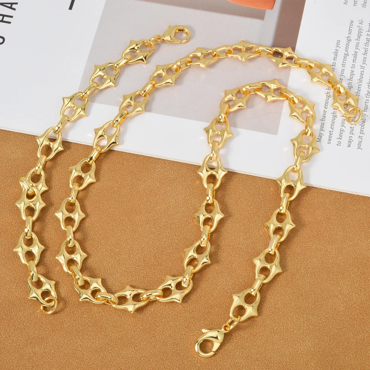 Star Necklace Chain Set 18K Gold Plated 2 Pcs Necklaces Bracelets Set Dubai Jewelry Accessories Hip-hop Style Outfits Gifts