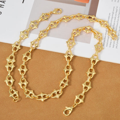 Star Necklace Chain Set 18K Gold Plated 2 Pcs Necklaces Bracelets Set Dubai Jewelry Accessories Hip-hop Style Outfits Gifts