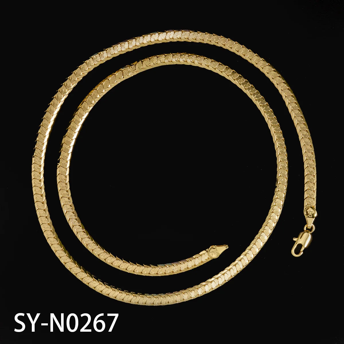 Textured Flat Herringbone Link Necklace Gold Copper Snake Chain Unisex Fashion Jewelry Daily Outfit Wedding Anniversary Gift