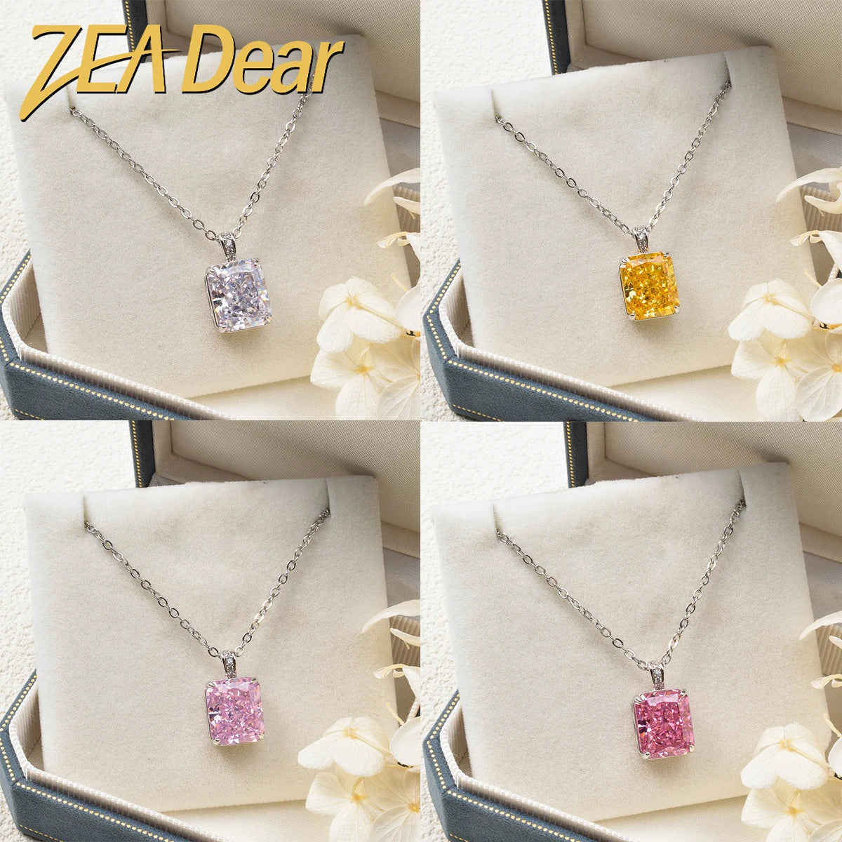 ZEADear Elegant Pendant Gift for Girl Cubic Shiny Zircon Necklace Copper Metal Chain Link High Quality Jewelry Neck Charms Women