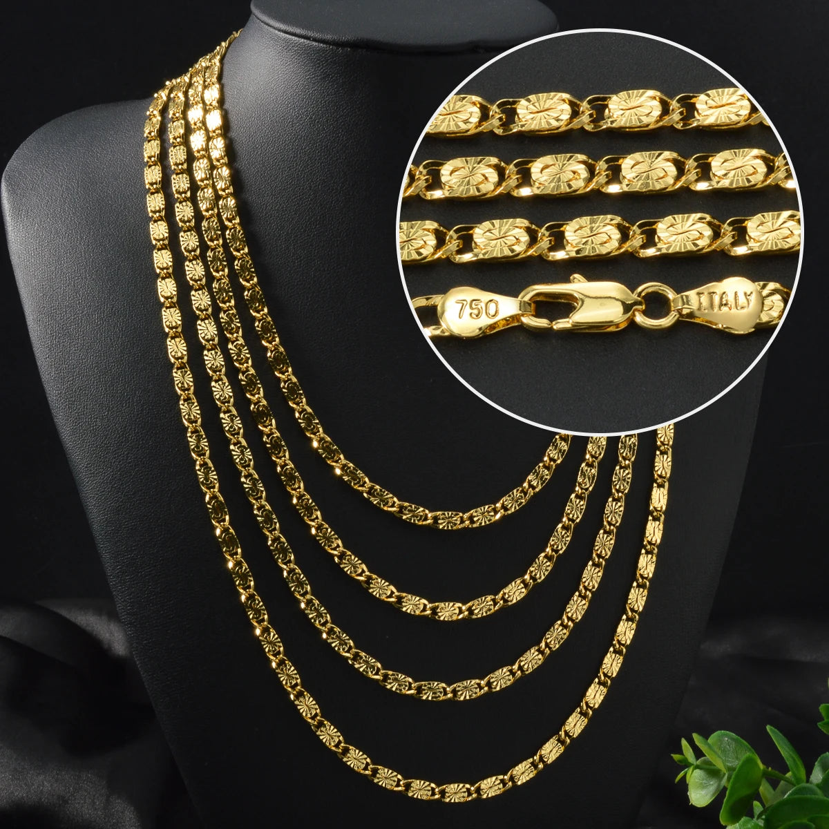 18 Gold Plated Copper Necklace 750 Classic Necklace Irregular Geometric Chain-style Neck Chain Long Jewelry Accessories Gifts
