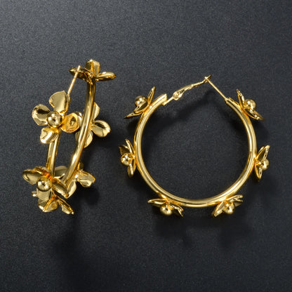 ZEADear Flower Design Jewelry Bohemia Romentic Earrings Set Bridal Wedding Luxury Gold Plated Round Hoop Earring Birthday Gift