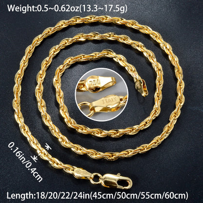 High Quality 18k Gold Plated Italian 750 Luxury metal 60cm Dubai Chain Simple necklace jewelry gift for men and women
