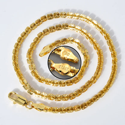 Fashion Gold Plated Links Width 5mm Italian 750 Metal Luxury Men Chain Dubai Necklace Simple jewelry Women gift