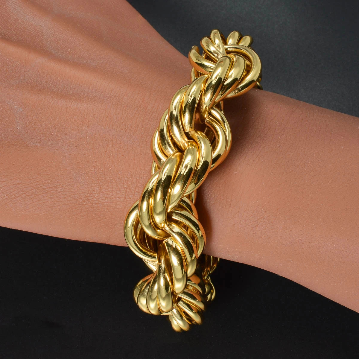 ZEADear Hip Hop Jewelry Set Exaggerated Necklace Thick Bracelet on Hand Punk Earrings Copper Metal Drop Earring