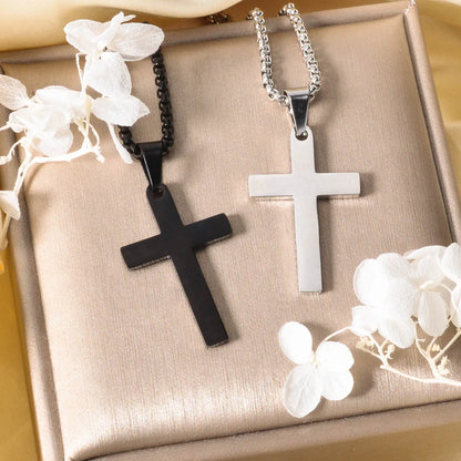 Cross Stainless Steel Necklace Christ Pendant Accessories Necklace Men Women Hip-hop Punk Jewelry Chain Church Club Gifts