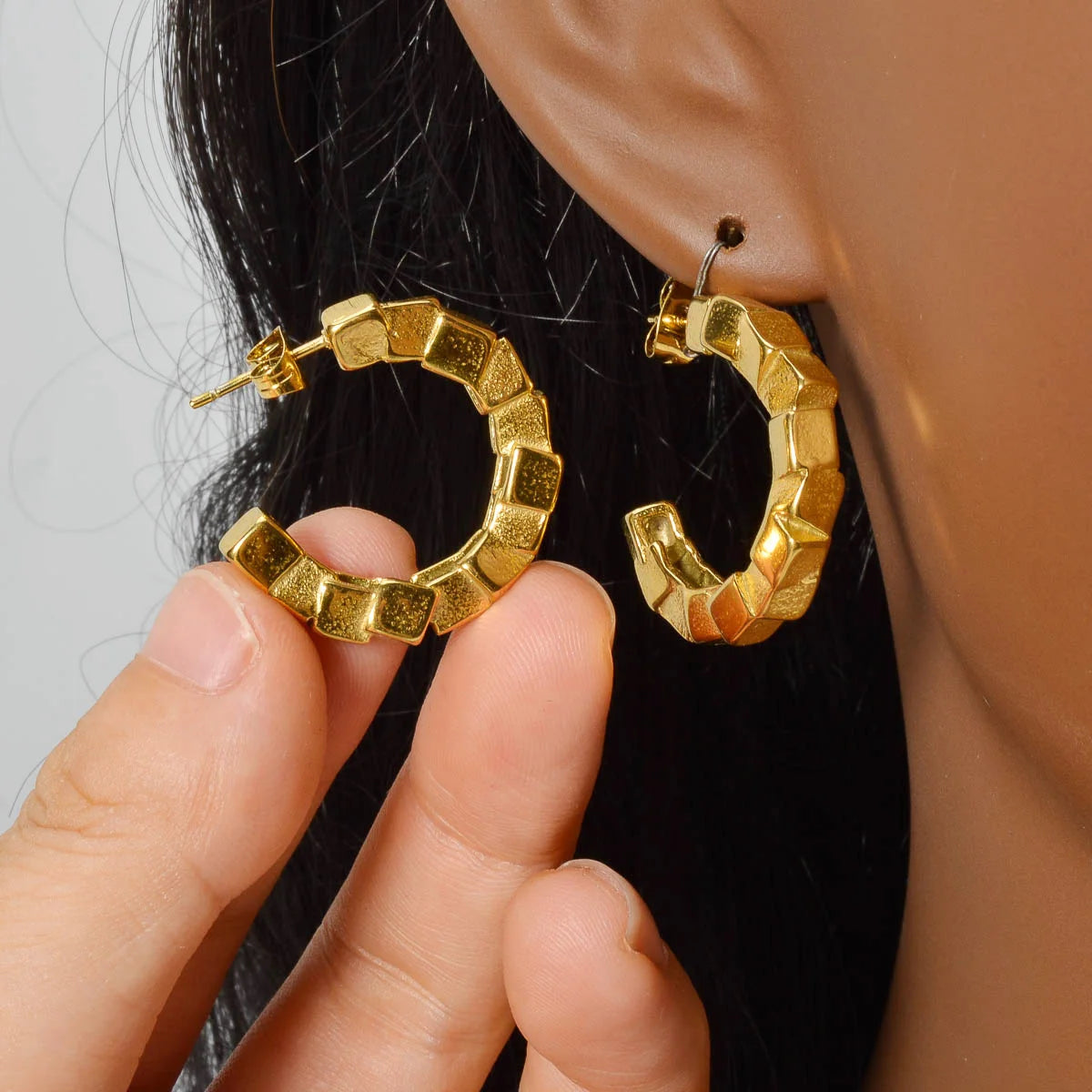 ZEADear Cuban Earrings Unique Accessories Gold Color Jewelry C Shape Earring Stainless Steel Ornaments Birthday Gift