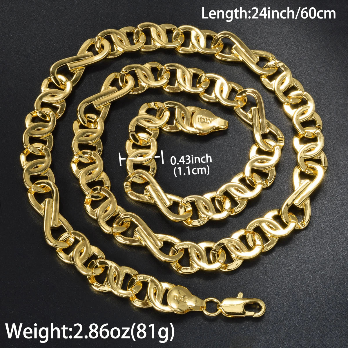 ZEADear Hiphop luxury Italy 750 18k gold plated Copper Link Chain Necklace For Man Jewelry Women Neck Accessories Party Gift