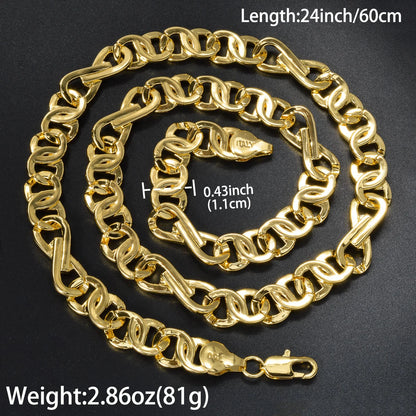 ZEADear Hiphop luxury Italy 750 18k gold plated Copper Link Chain Necklace For Man Jewelry Women Neck Accessories Party Gift