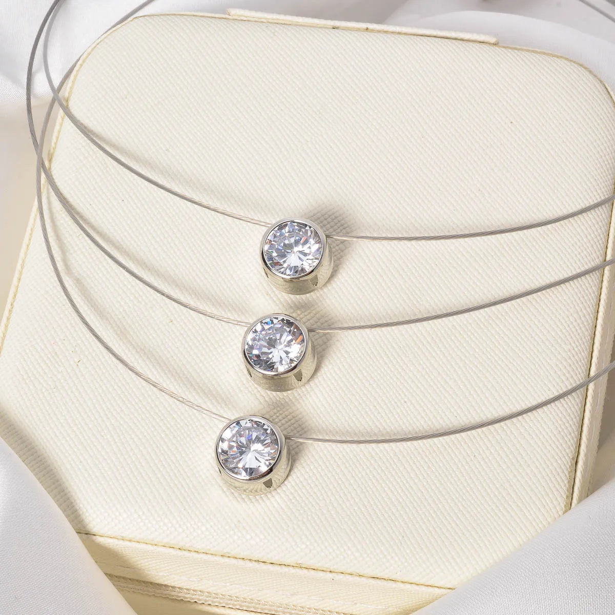 Elegant Necklace Female Luxury Big Zircon Pendant Bridal Wedding Jewelry Italian Cuban Engagement Anniversary Romantic Charm