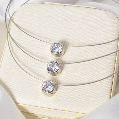 Elegant Necklace Female Luxury Big Zircon Pendant Bridal Wedding Jewelry Italian Cuban Engagement Anniversary Romantic Charm