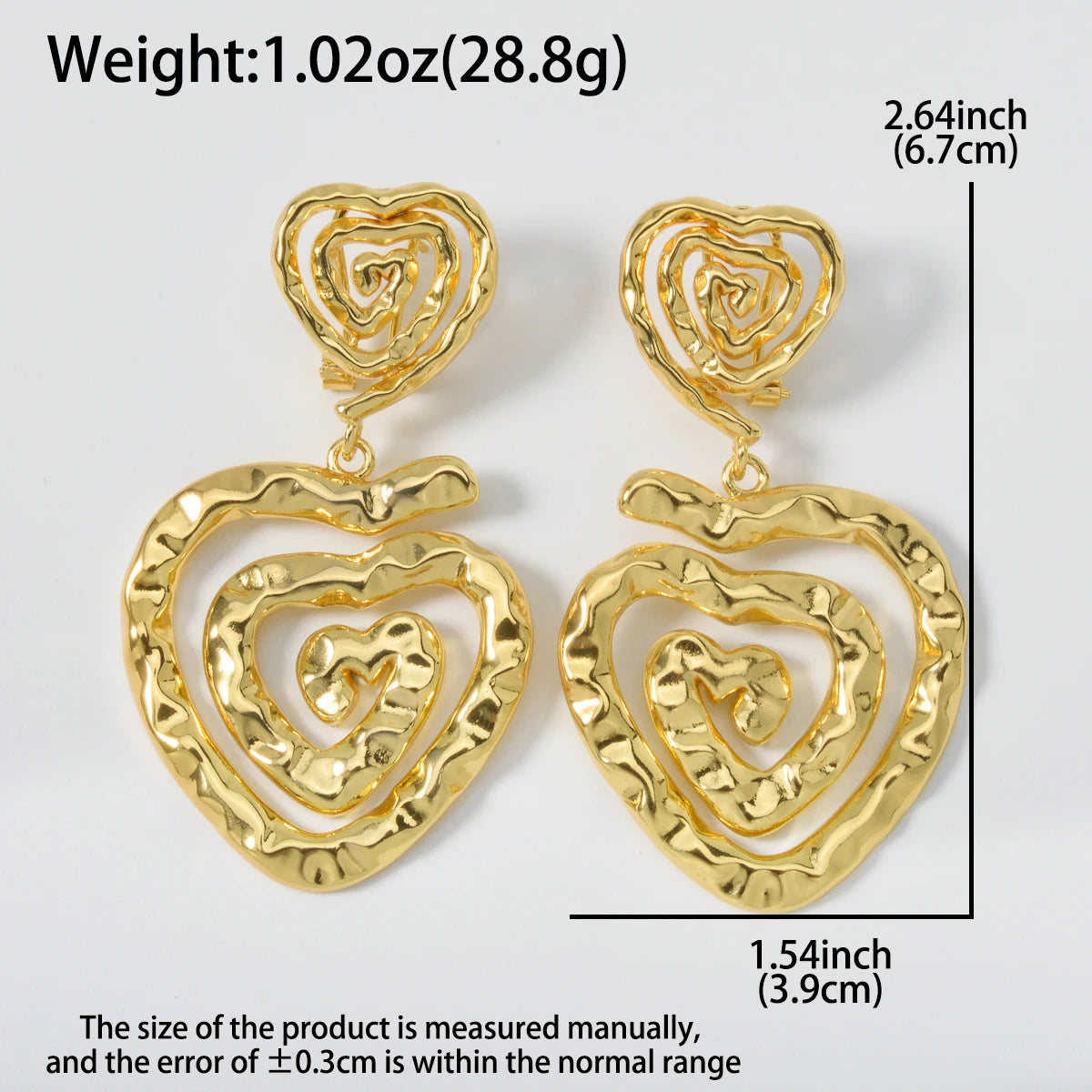 18k Gold-plated Circle Spiral Hoop Earrings Art Copper Drop Earrings Heart-shaped Round Luxury Women Jewelry Accessories Gifts