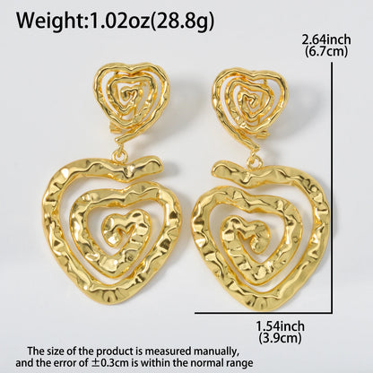 18k Gold-plated Circle Spiral Hoop Earrings Art Copper Drop Earrings Heart-shaped Round Luxury Women Jewelry Accessories Gifts