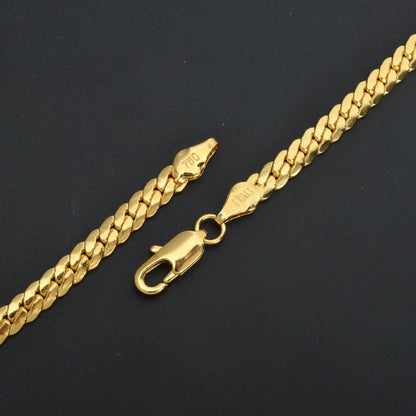 4mm Wide Dubai Chain Necklace For Men Women Copper Cuban Twist Necklace 18K Gold Plated Hiphop Punk DIY Accessaries Party Gift