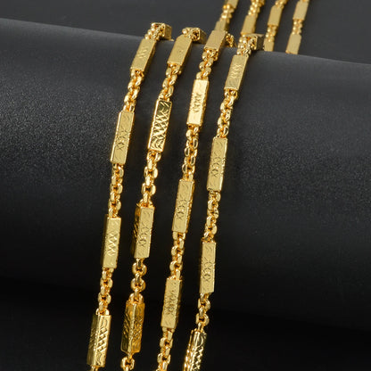 Women's Daily Wear 18K Gold Plated Textured Bead Link Chain Necklace New Fashion Jewelry Accessory for Birthday Holiday Gifts