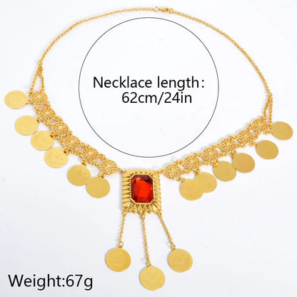 Zeadear Indian Necklace For Women Long Necklace Tassel Round Turkish Coin Pendant Neck Chain Ethiopia Bride Party Jewellery Gift
