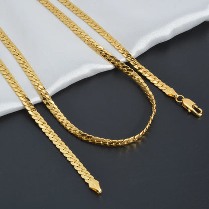 4mm Wide Dubai Chain Necklace For Men Women Copper Cuban Twist Necklace 18K Gold Plated Hiphop Punk DIY Accessaries Party Gift
