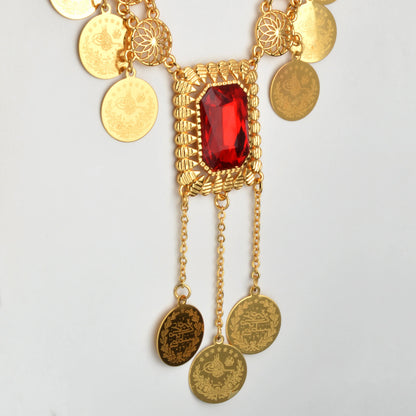 Zeadear Indian Necklace For Women Long Necklace Tassel Round Turkish Coin Pendant Neck Chain Ethiopia Bride Party Jewellery Gift